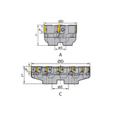 Face milling FMP01 Kr: 90° FMP01-080/100/125/160/200/250/315-A27/B32/B40/C60/D60-TP22-04/06/08/10 - Makotools Industrial Supply Tools for Metal Cutting